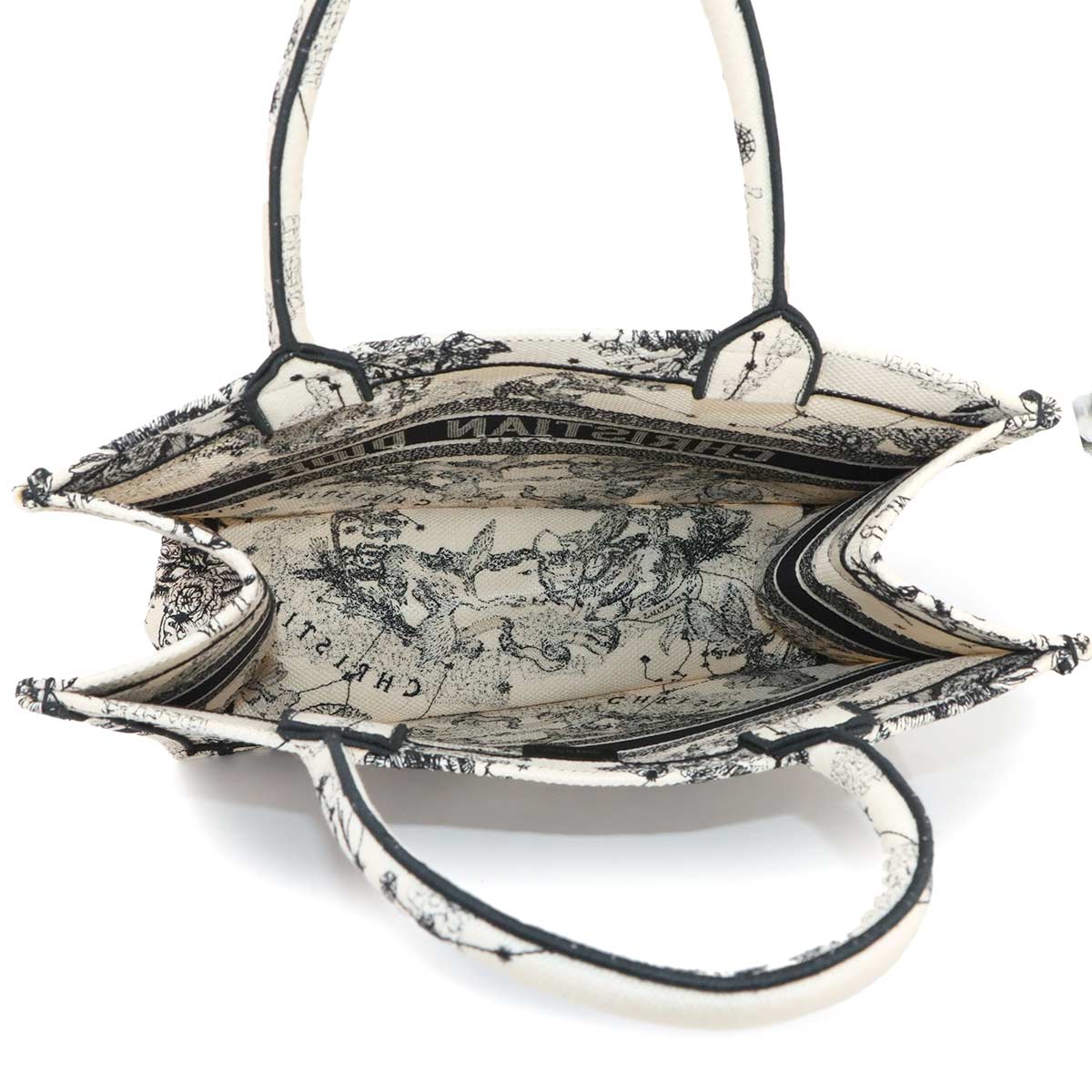 Toile De Jouy Book Tote Medium Bag Canvas White Black
