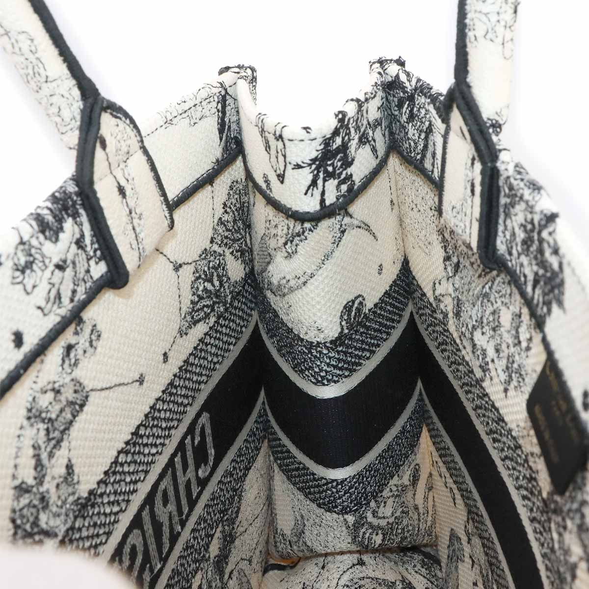 Toile De Jouy Book Tote Medium Bag Canvas White Black