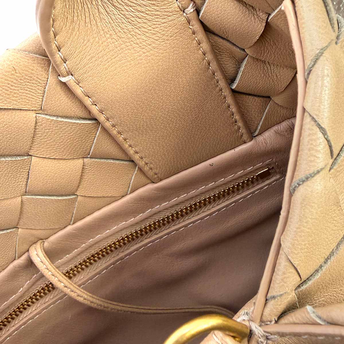 Intrecciato Hand Shoulder Bag Lether Beige 607326