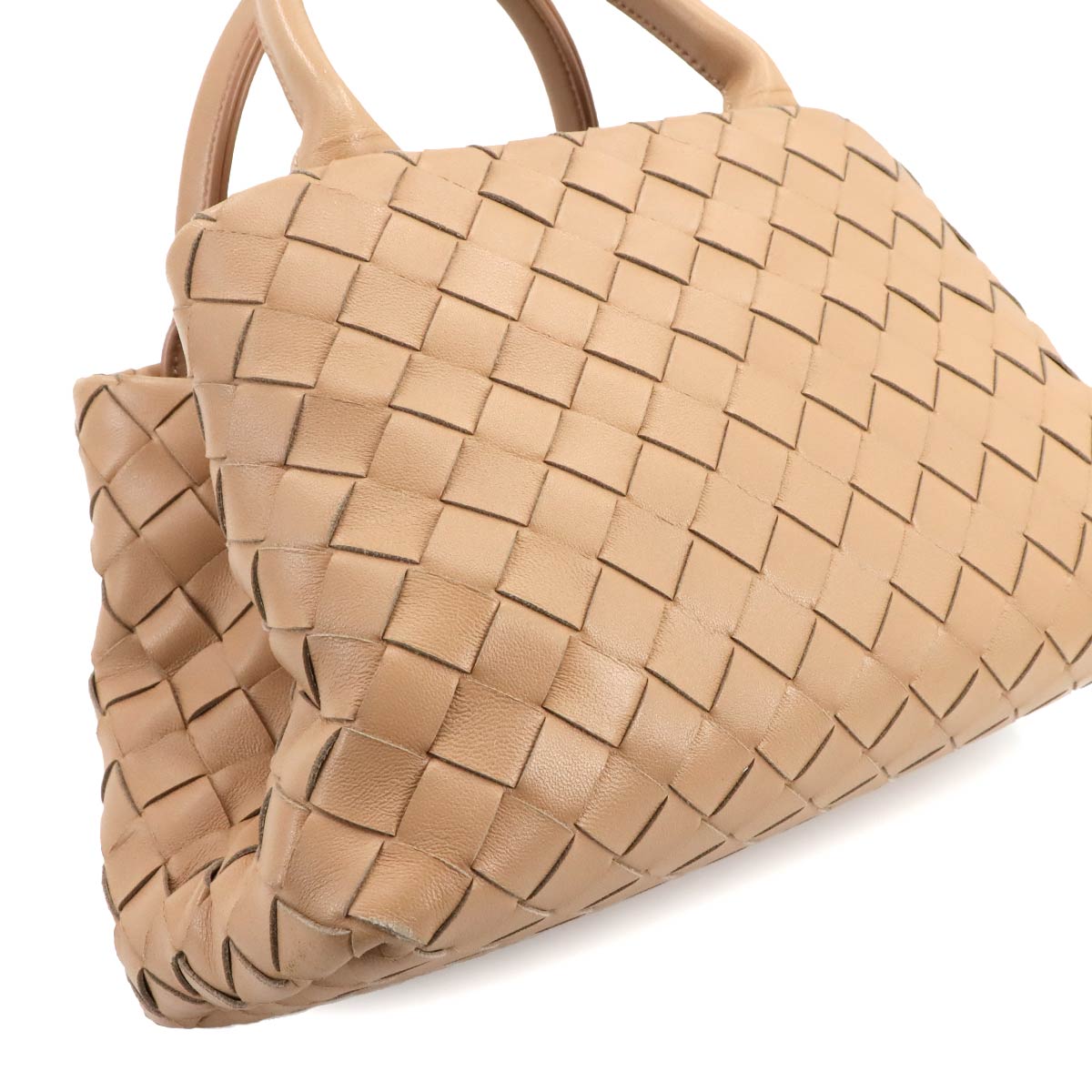 Intrecciato Hand Shoulder Bag Lether Beige 607326