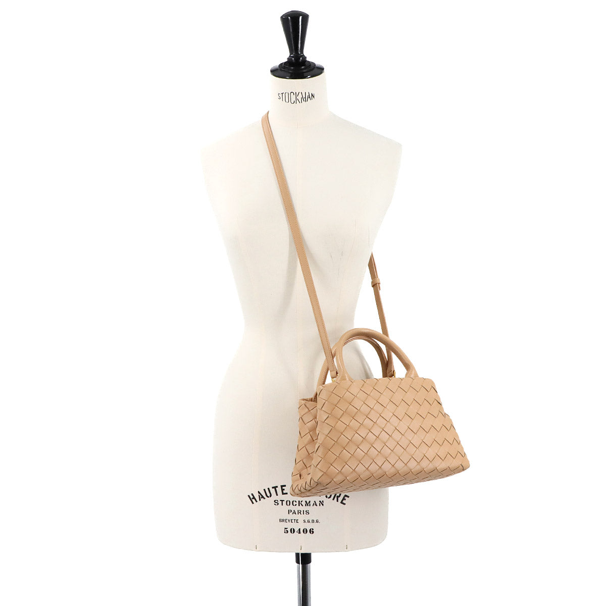 Intrecciato Hand Shoulder Bag Lether Beige 607326