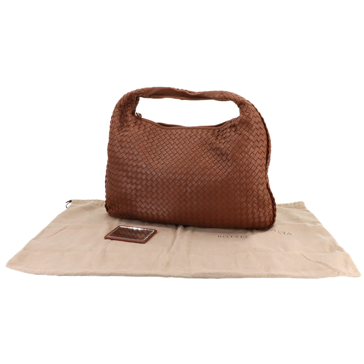 Intrecciato Hobo Shoulder Bag Leather Brown Purse