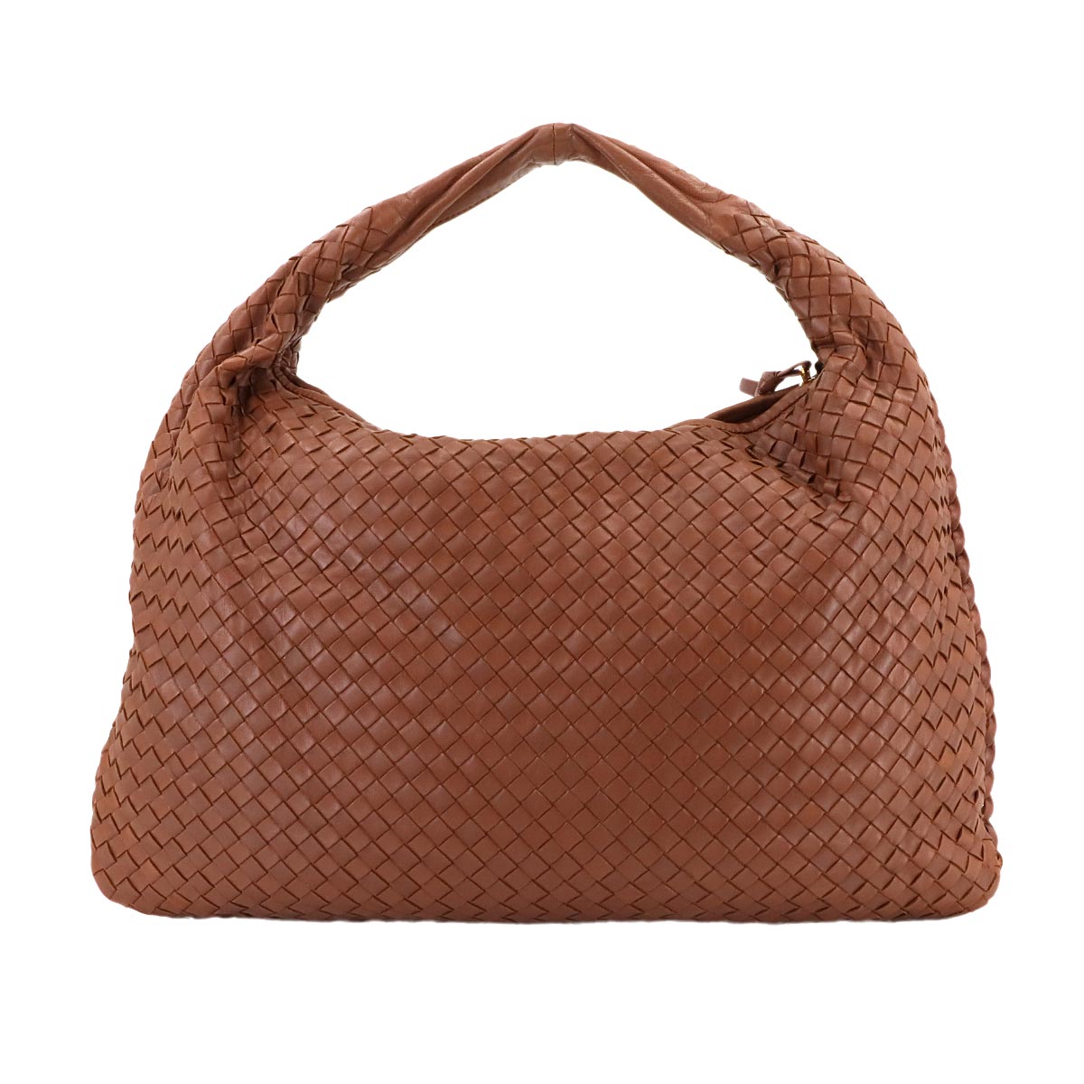 Intrecciato Hobo Shoulder Bag Leather Brown Purse