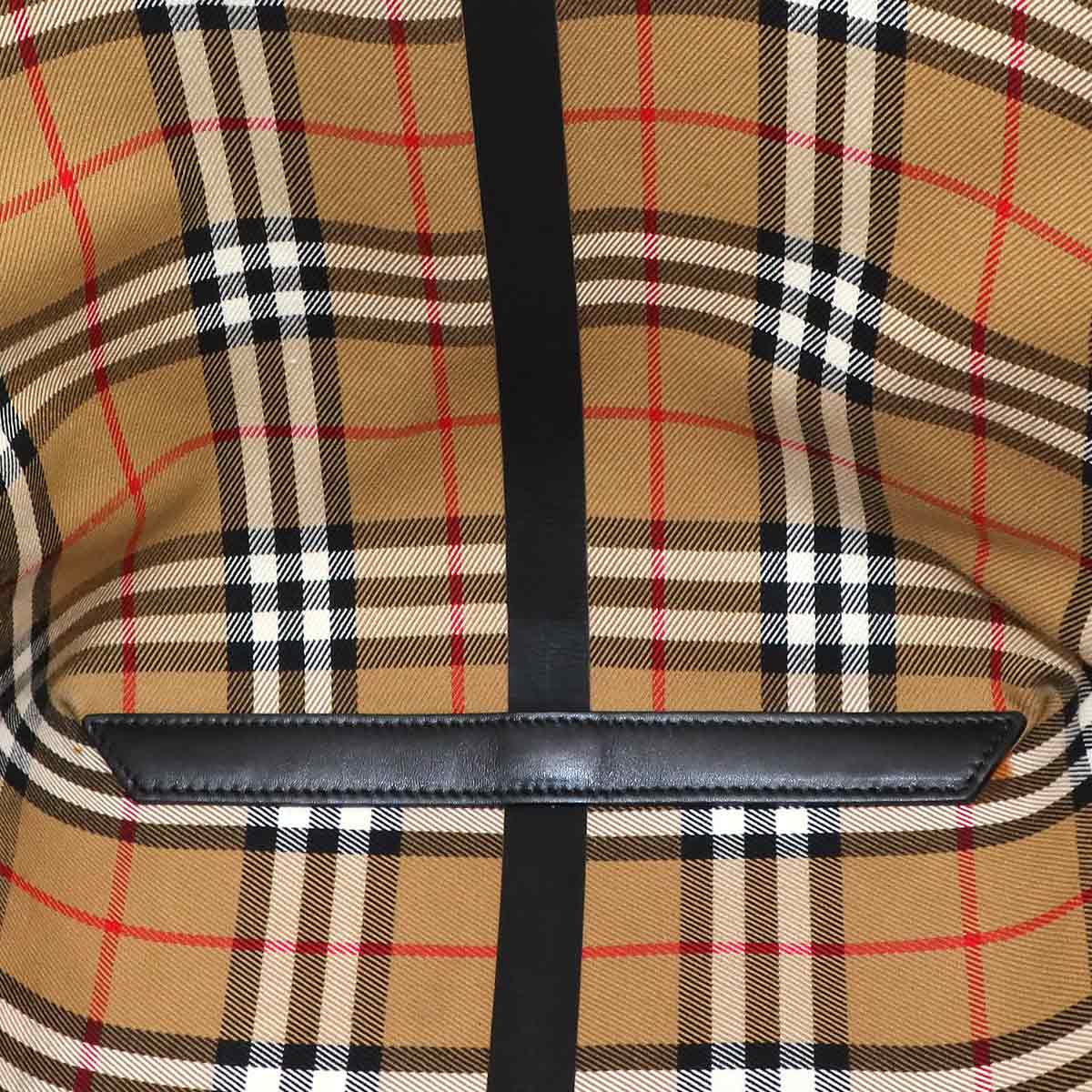 Plaid Giant Reversible Tote Bag Canvas Leather Beige Green