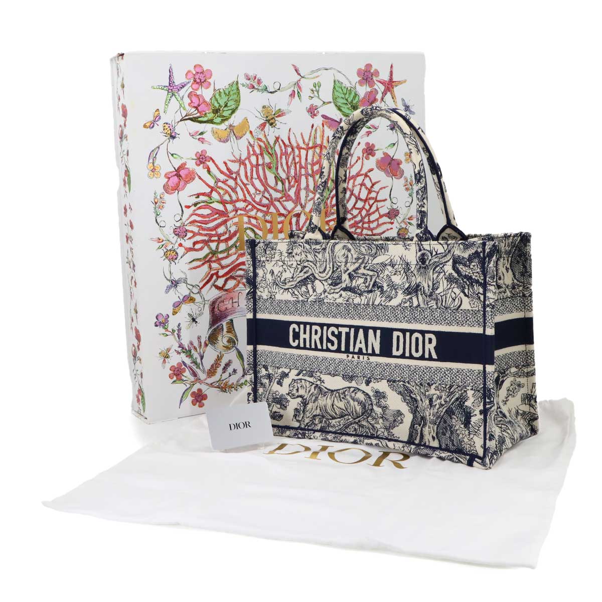 Toile De Jouy Book Tote Medium Bag Canvas Navy M1296ZTDT