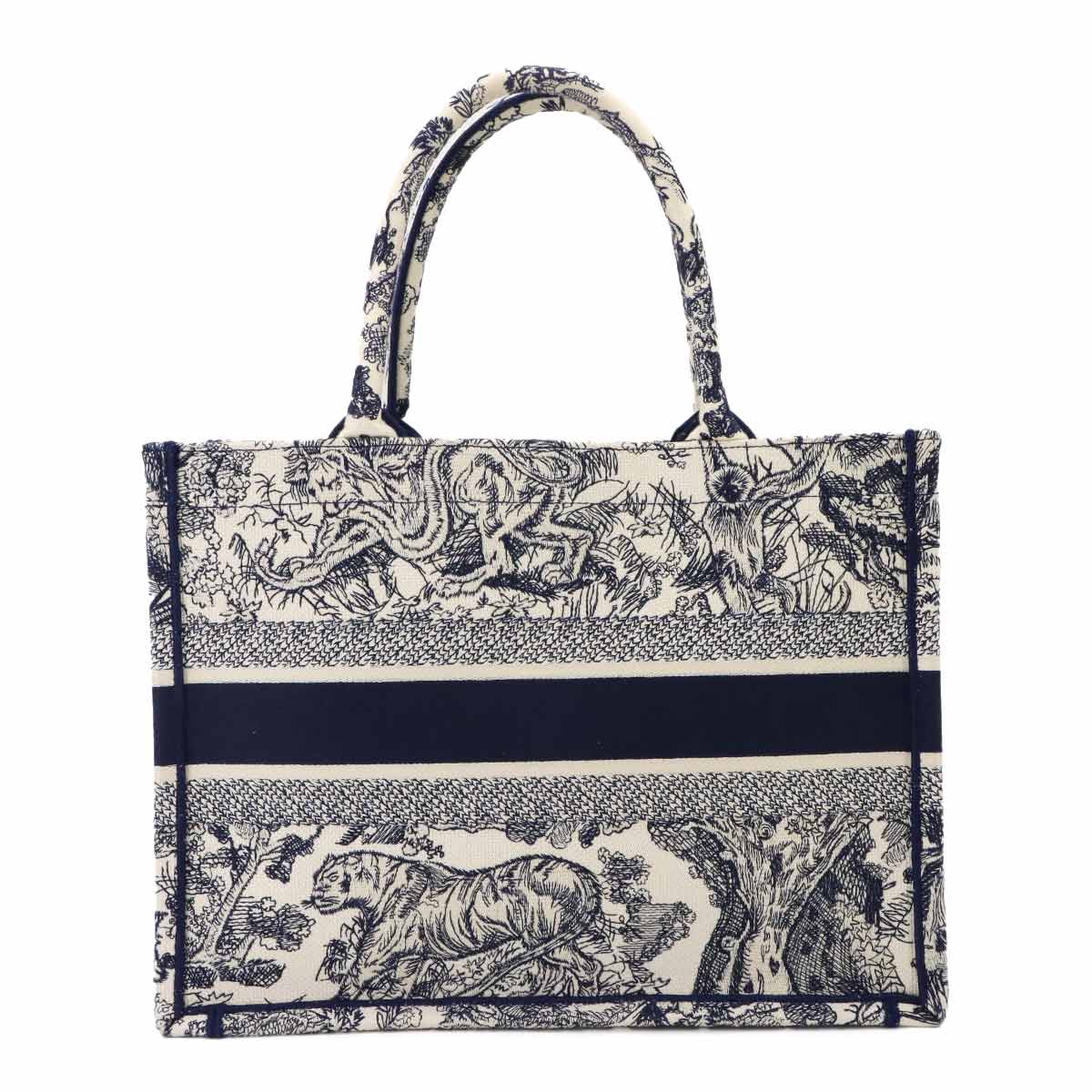 Toile De Jouy Book Tote Medium Bag Canvas Navy M1296ZTDT