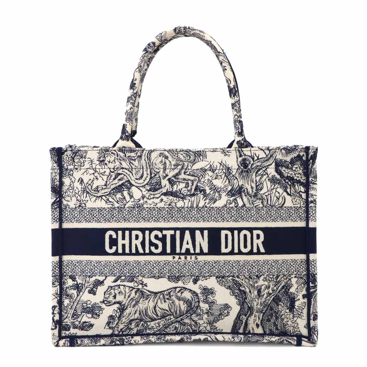 Toile De Jouy Book Tote Medium Bag Canvas Navy M1296ZTDT