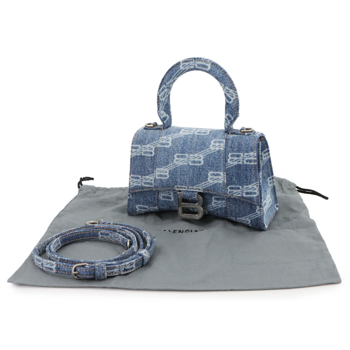 Hourglass XS Hand Shoulder Bag Denim Blue 592833