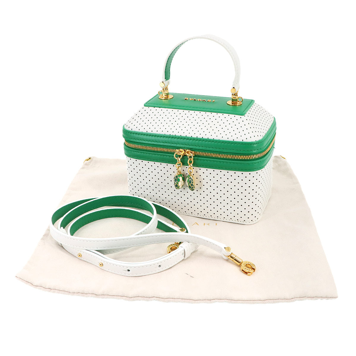 Serpenti Forever Jewelry Box Hand Shoulder Bag Leather White