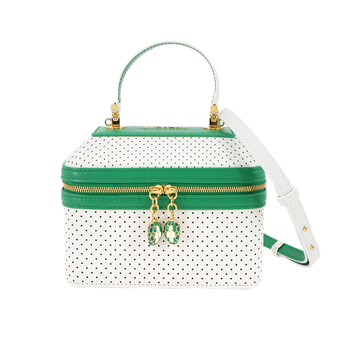 Serpenti Forever Jewelry Box Hand Shoulder Bag Leather White