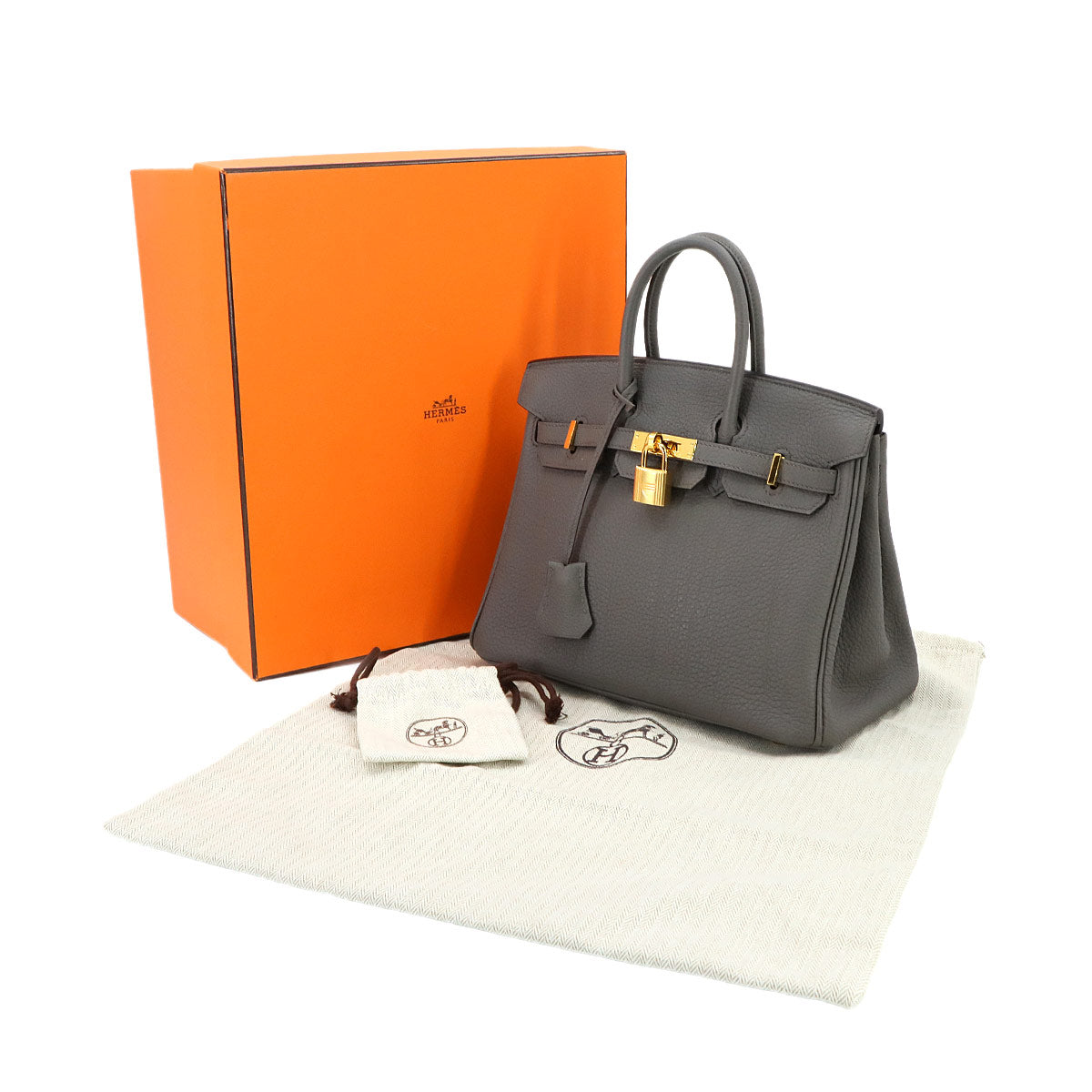 Birkin 25 Hand Bag Togo Leather Etain Purse