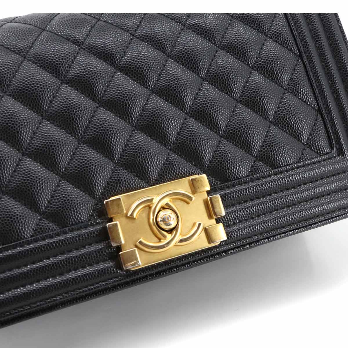 BOY CHANEL Chain Shoulder Bag Leather Black A67086 Purse