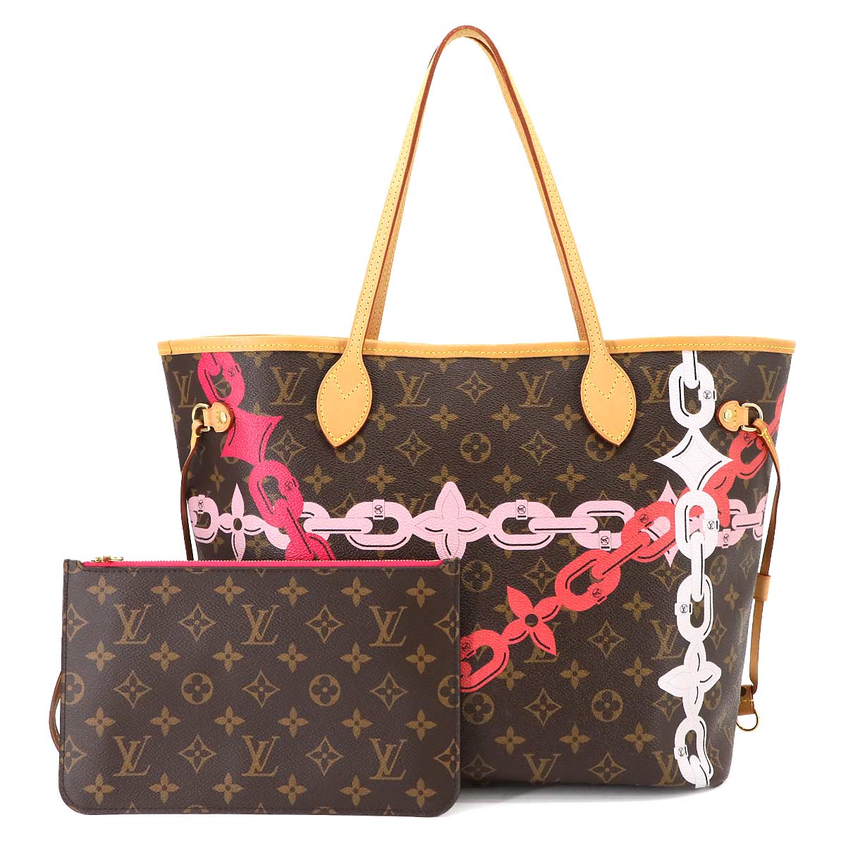 Monogram Bay Neverfull MM Tote Bag Fuchsia M41991 Purse