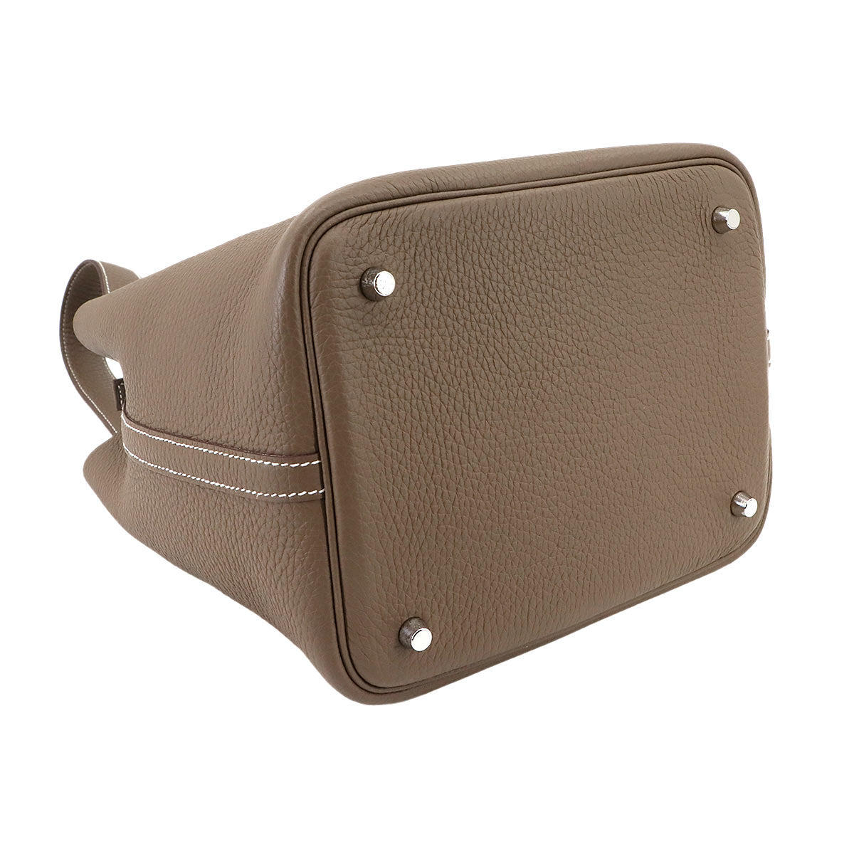 Picotin Lock MM Hand Bag Taurillon Clemence Etoupe Purse