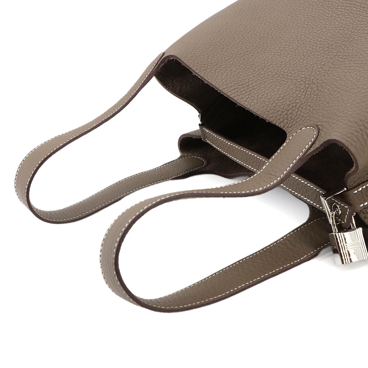 Picotin Lock MM Hand Bag Taurillon Clemence Etoupe Purse