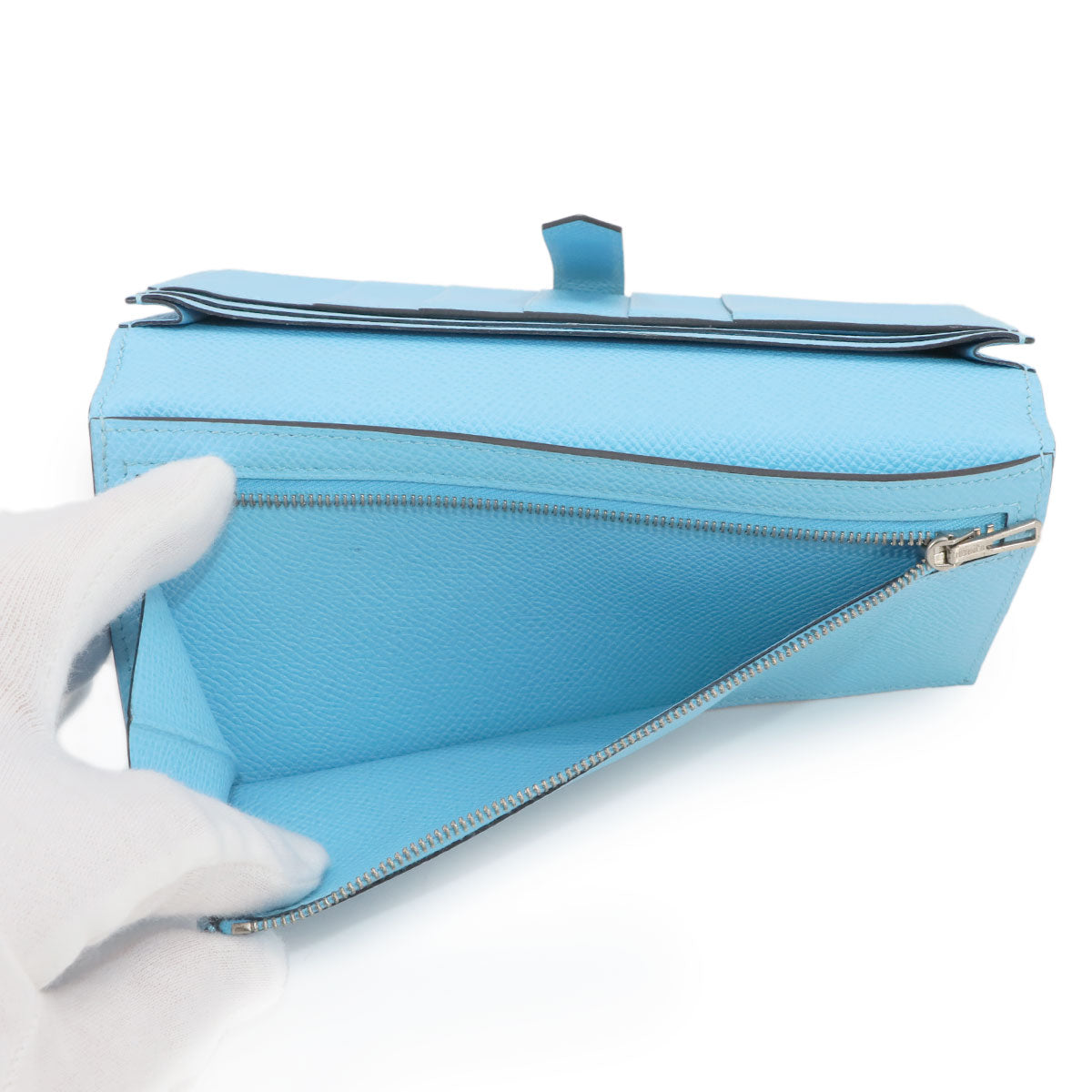 Bearn Soufflet Long Wallet Veau Epsom Celeste