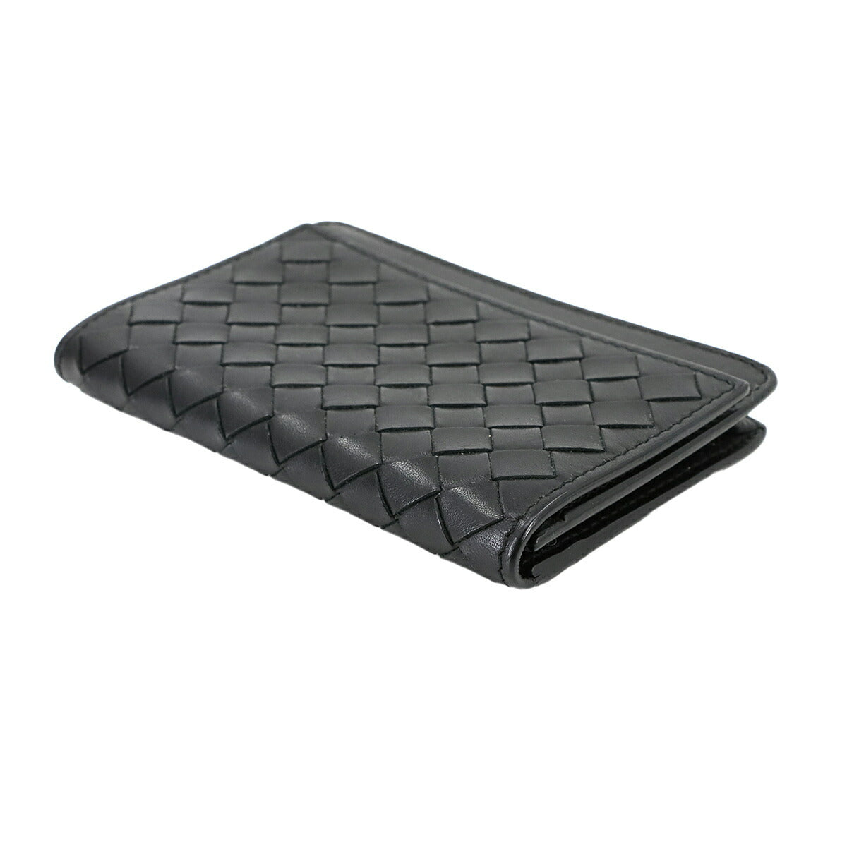 Intrecciato Card Case Leather Black 174646