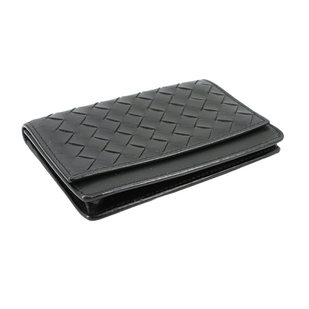 Intrecciato Card Case Leather Black 174646