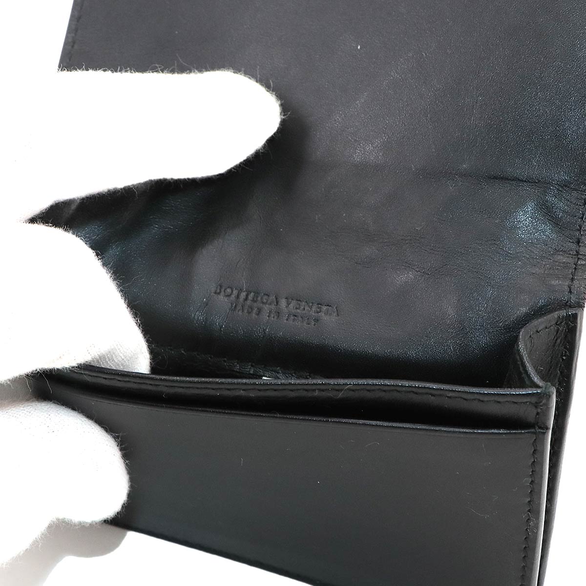Intrecciato Card Case Leather Black 174646