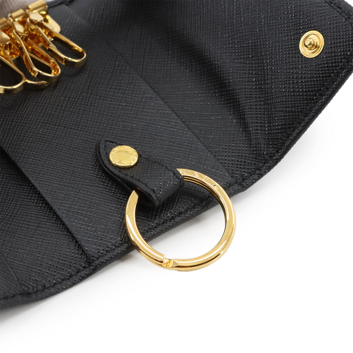 Keychain Key Case Saffiano Leather Nero 1PG004 Accessory