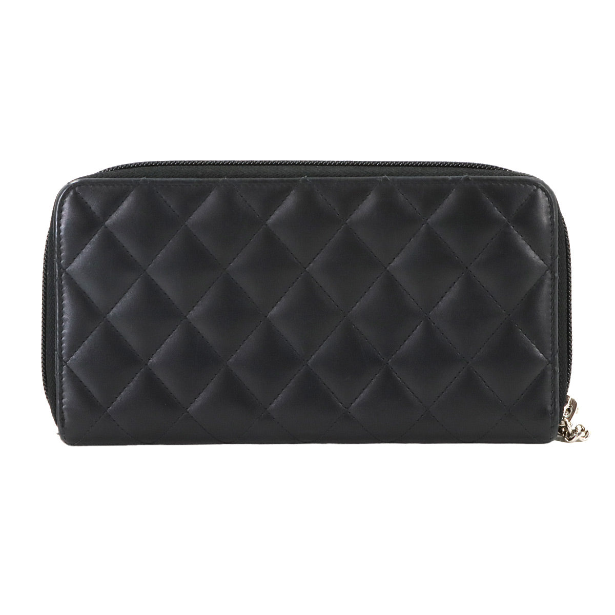 Cambon Line Zipped Around Long Wallet Leather Black A50078