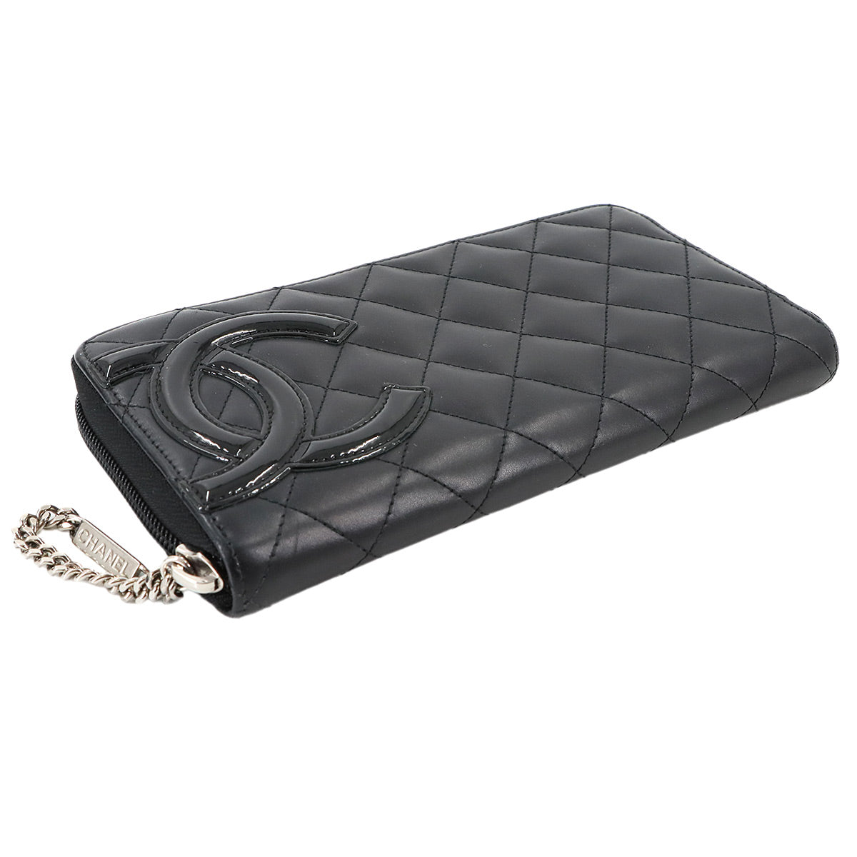 Cambon Line Zipped Around Long Wallet Leather Black A50078