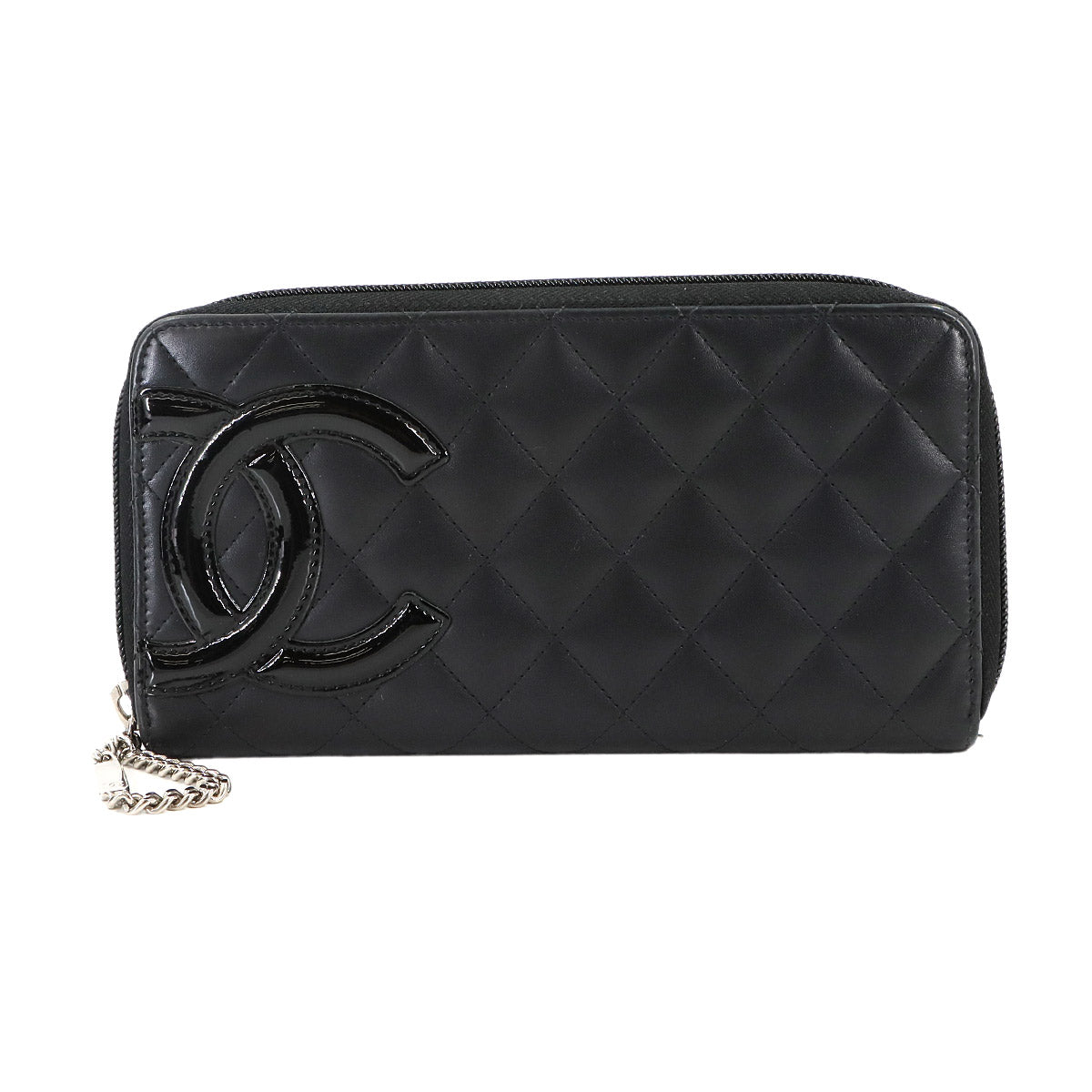 Cambon Line Zipped Around Long Wallet Leather Black A50078