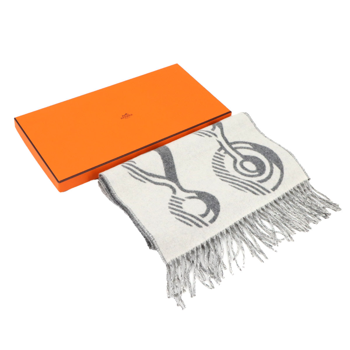 Winter Scarf Do Re Boucles Cashmere 100% Gray White