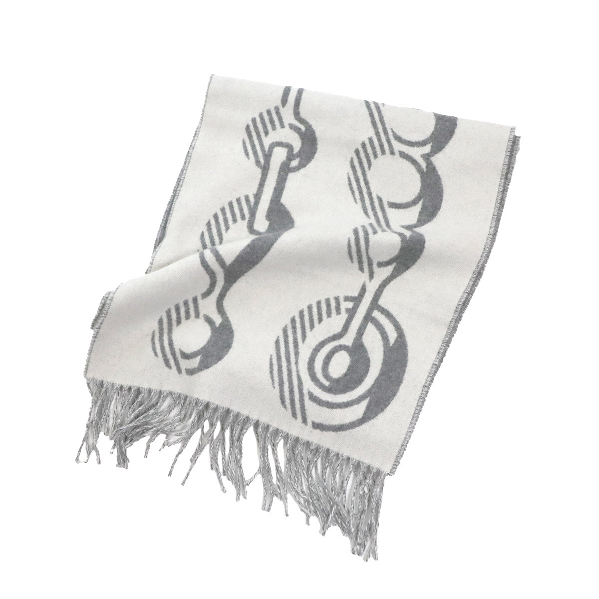 Winter Scarf Do Re Boucles Cashmere 100% Gray White