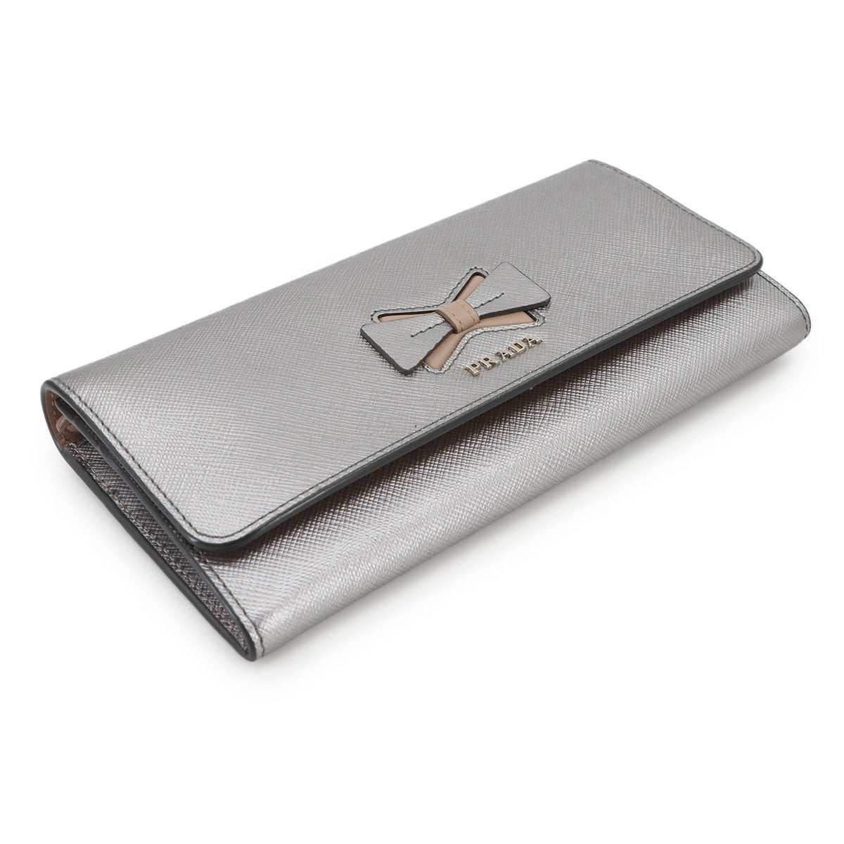 Saffiano Long Wallet Leather Silver Pink Beige 1MH132 Purse