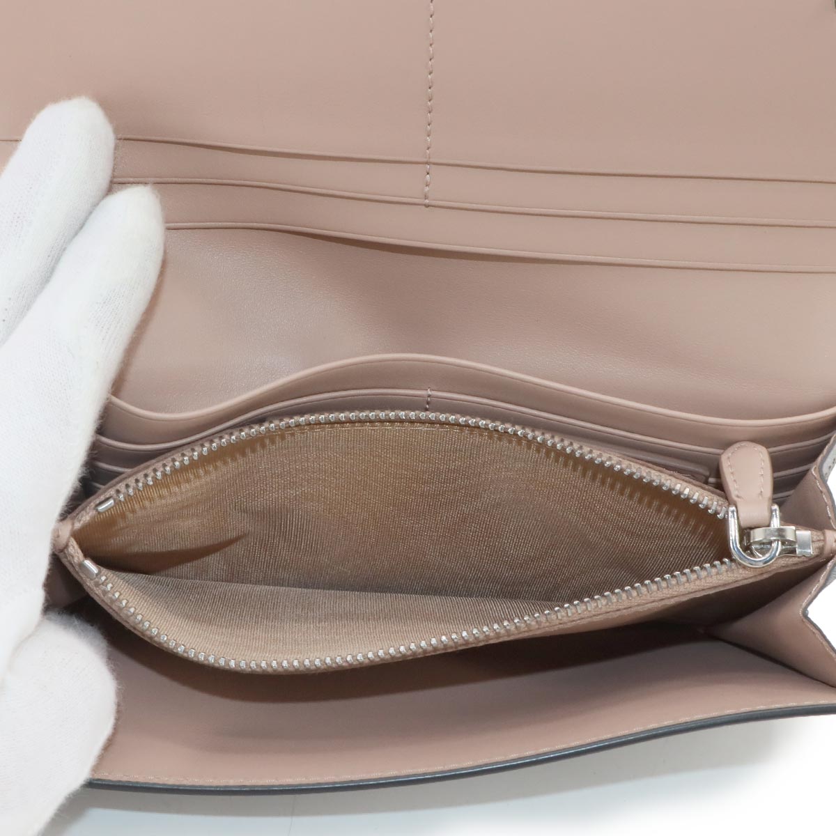 Saffiano Long Wallet Leather Silver Pink Beige 1MH132 Purse