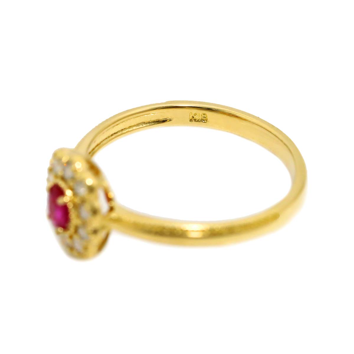 Sapphire 0.19ct Diamond 0.16ct Ring 18K Yellow Gold 750 5.75-6(US)