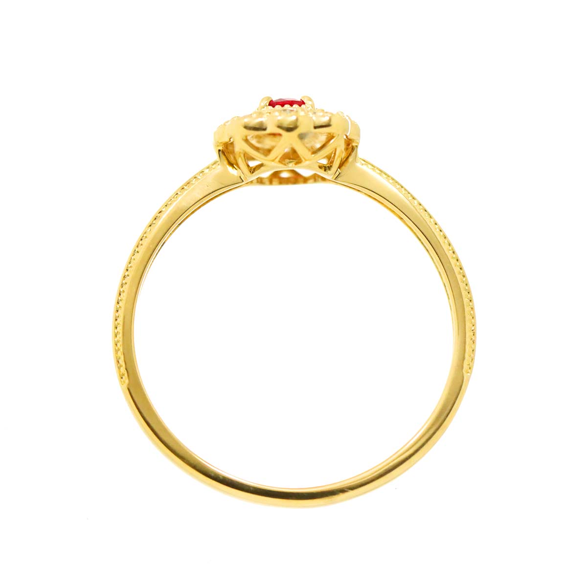 Sapphire 0.19ct Diamond 0.16ct Ring 18K Yellow Gold 750 5.75-6(US)