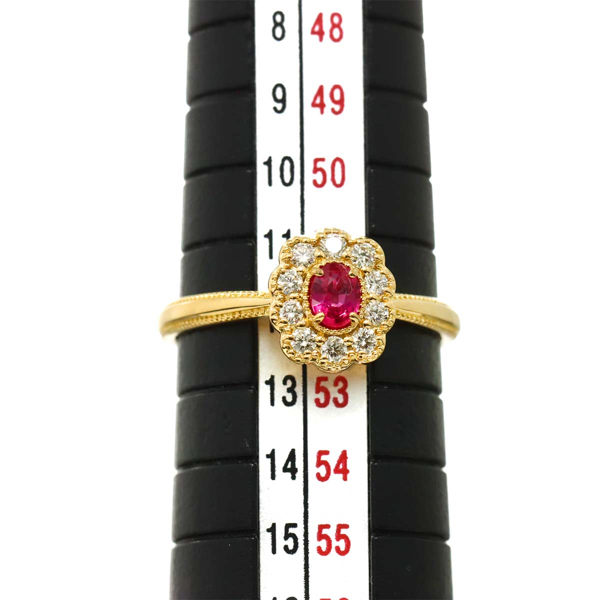 Sapphire 0.19ct Diamond 0.16ct Ring 18K Yellow Gold 750 5.75-6(US)