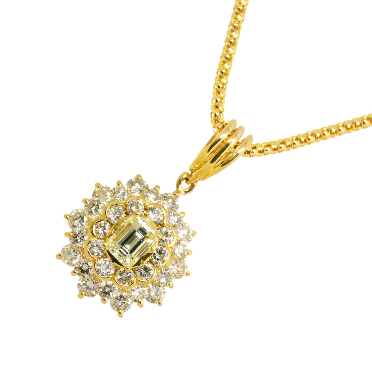 Diamond 0.49ct/1.40ct Necklace 18K YG Yellow Gold 750