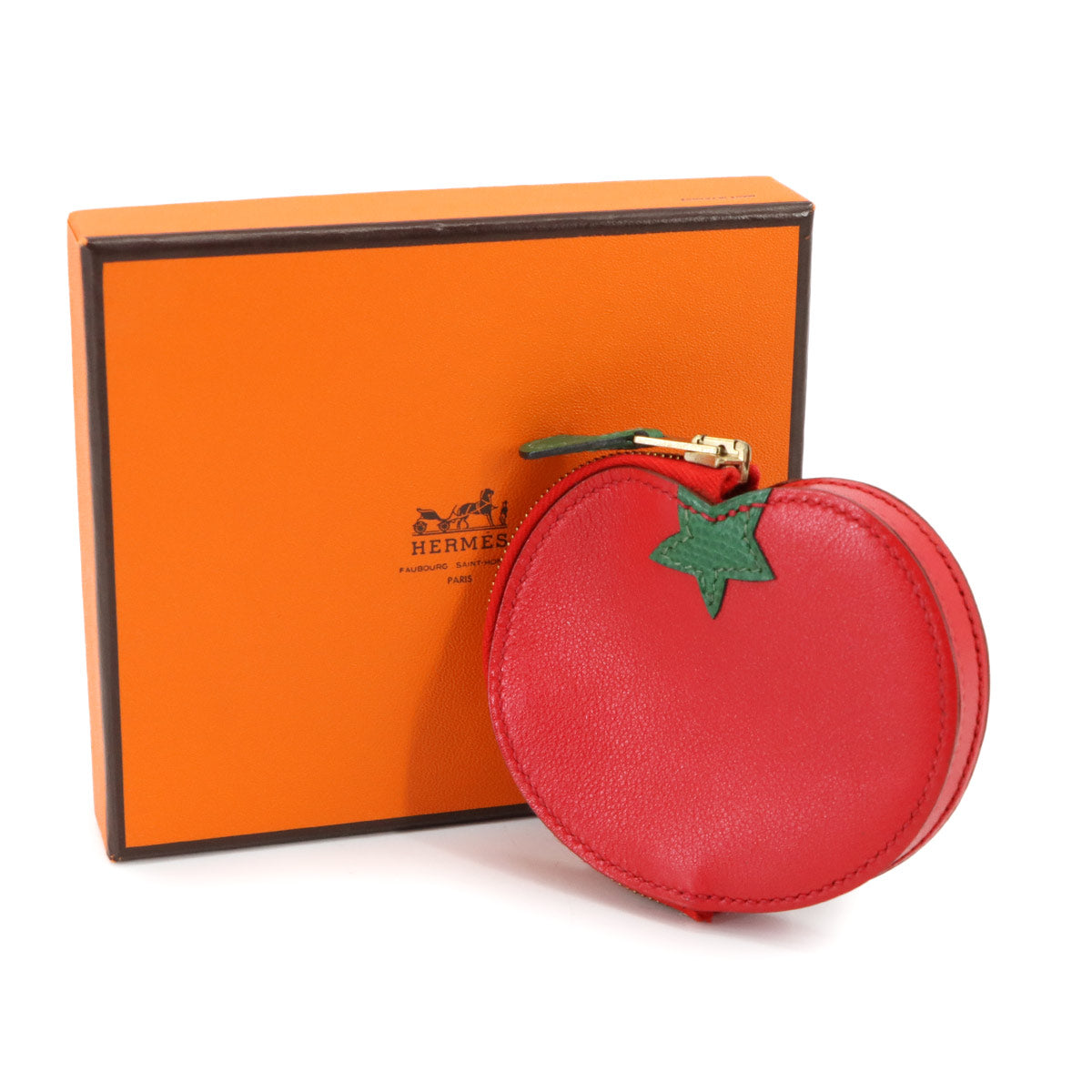 Fruit Coin Case Tomato Veau Swift Red Green Vintage