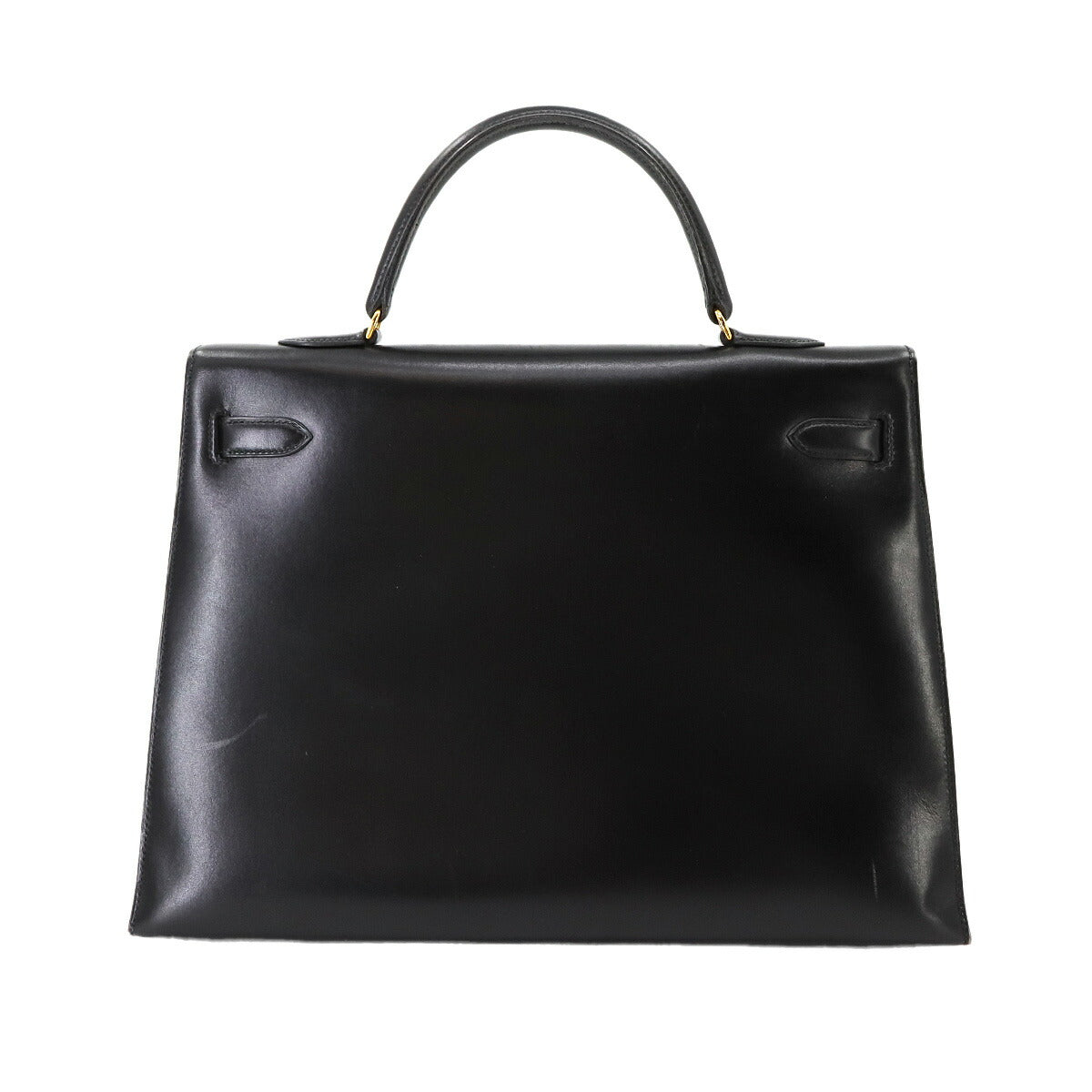 Kelly 35 Box Calf Leather Black 2way Hand Shoulder Bag Purse