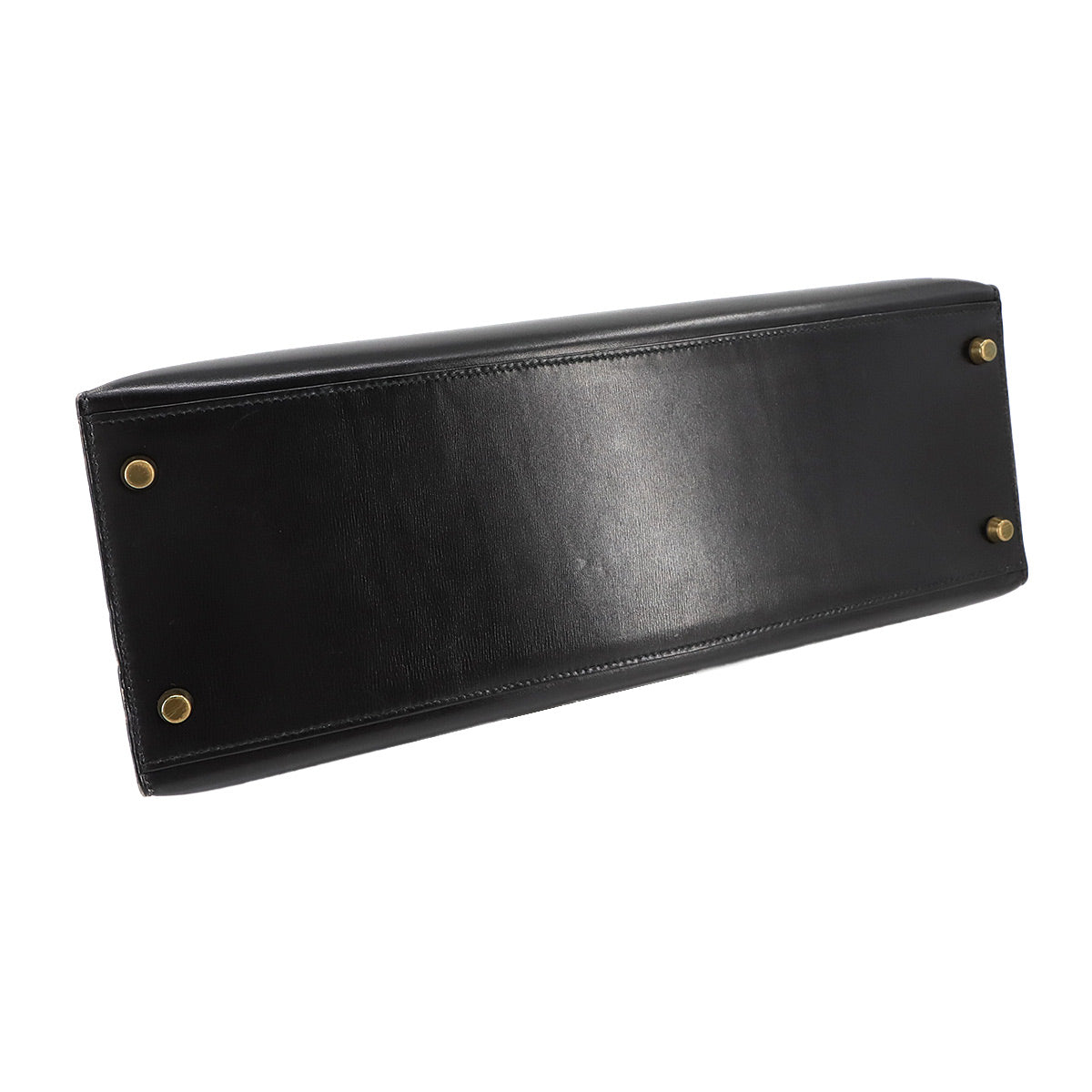 Kelly 35 Box Calf Leather Black 2way Hand Shoulder Bag Purse