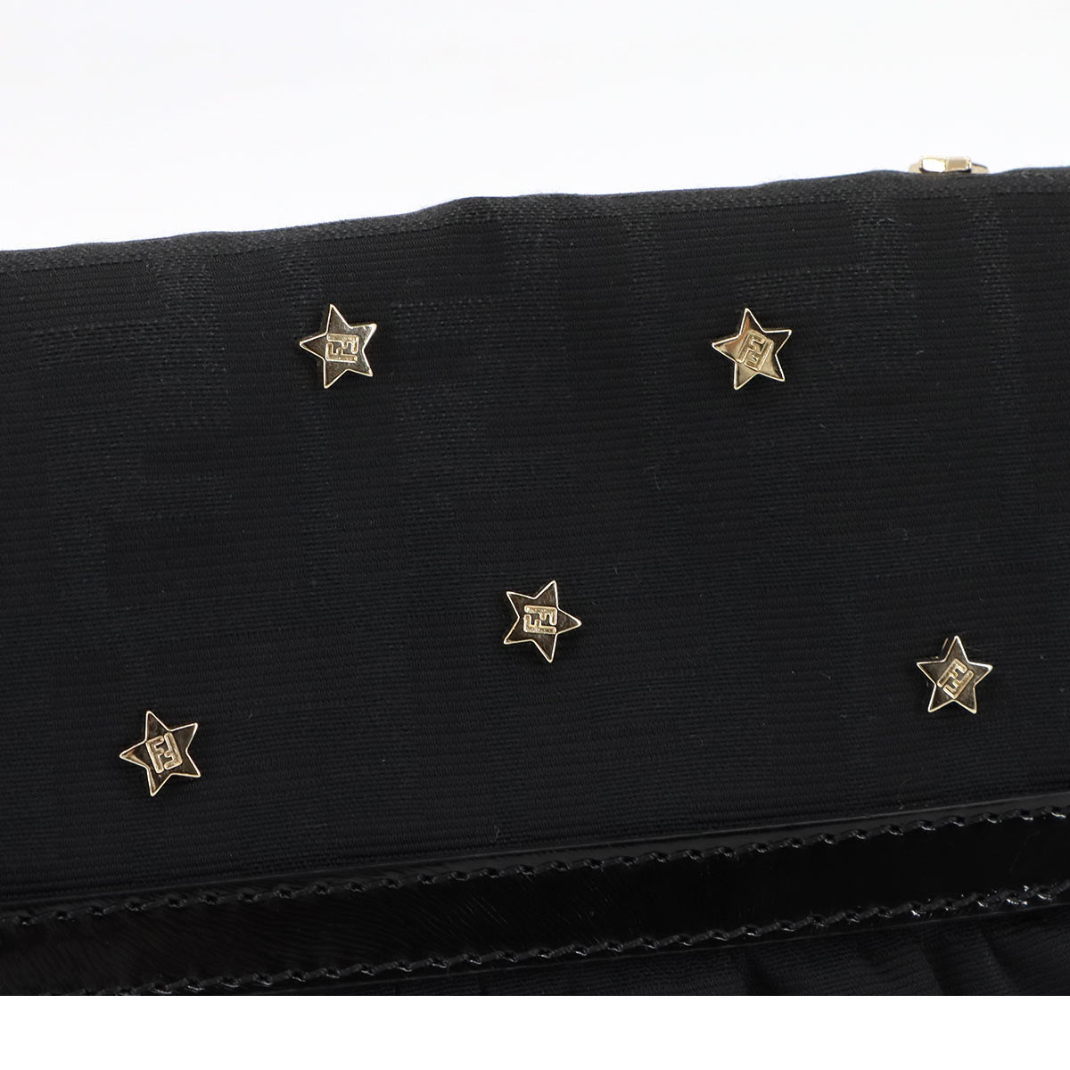 Zucca Star Studs Hand Bag Canvas Leather Black Gold 8BR445