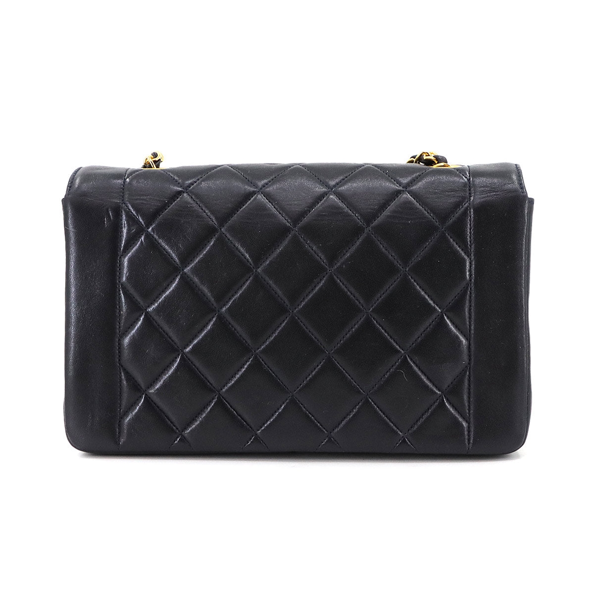 Diana Matelasse 25 Chain Shoulder Bag Leather Navy A01165