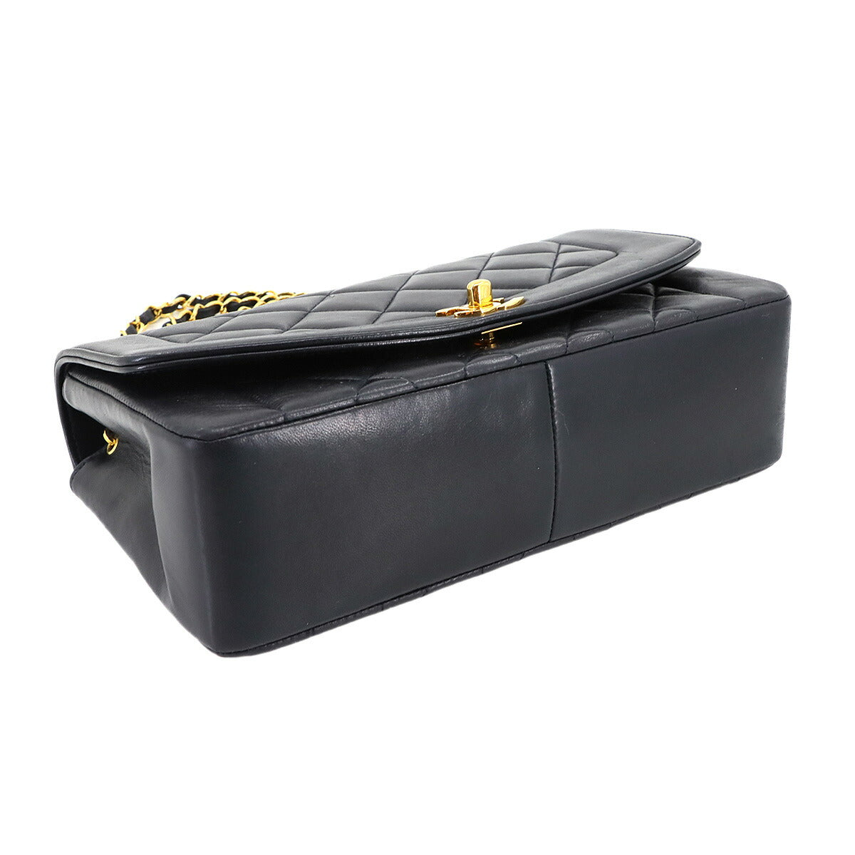 Diana Matelasse 25 Chain Shoulder Bag Leather Navy A01165