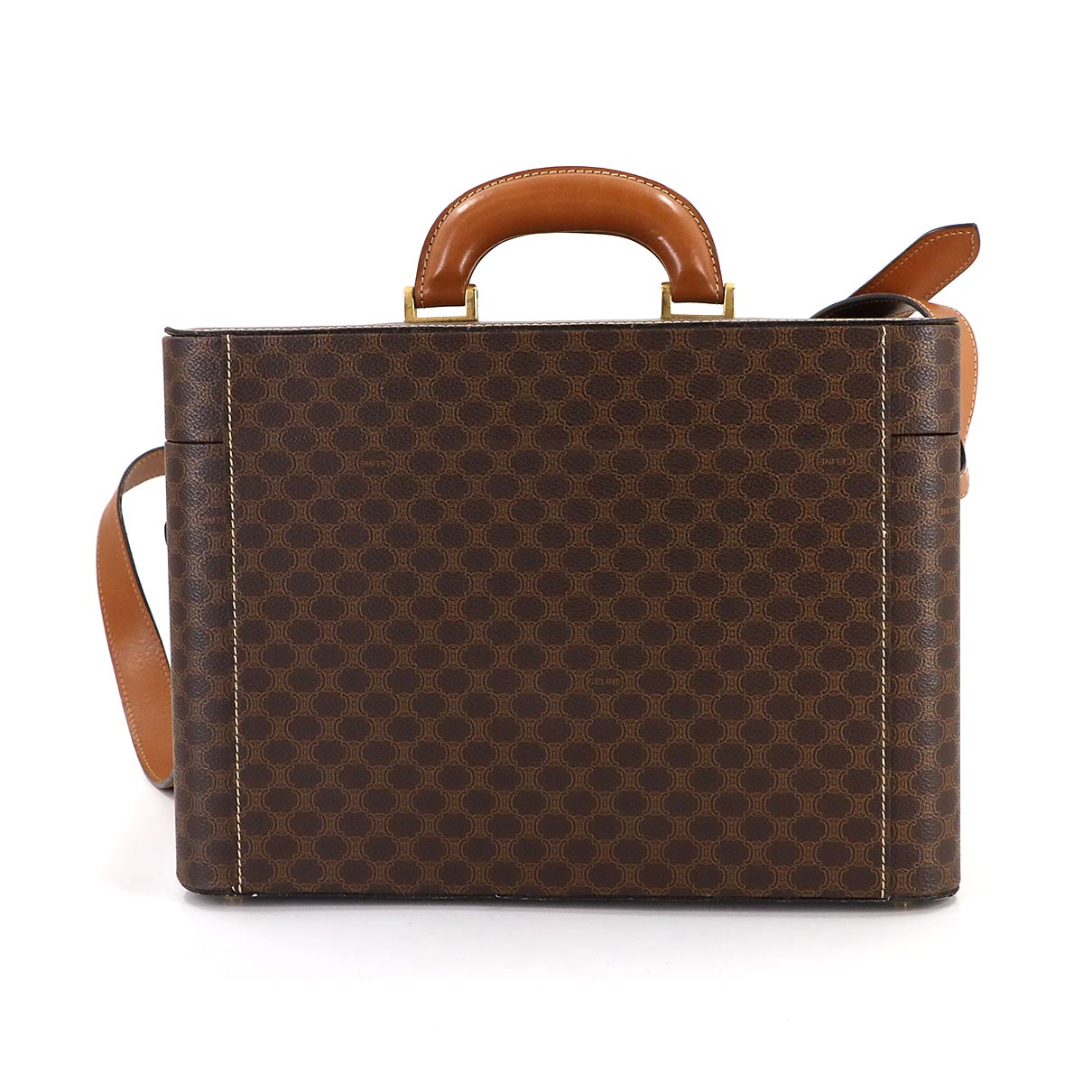 Macadam Vanity Hand Shoulder Bag PVC Leather Brown Vintage Purse