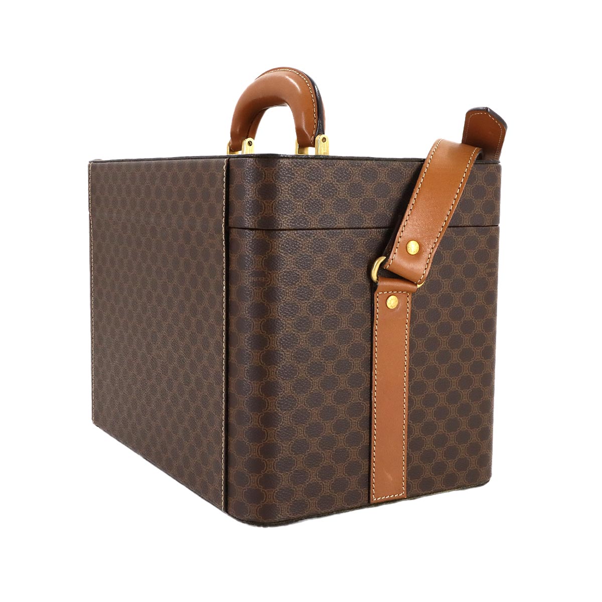 Macadam Vanity Hand Shoulder Bag PVC Leather Brown Vintage Purse