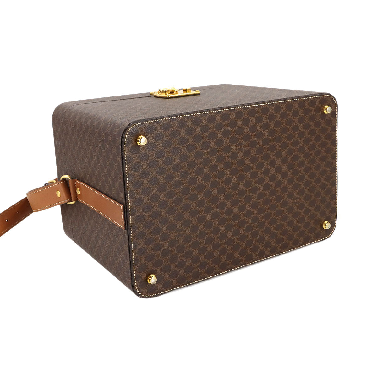 Macadam Vanity Hand Shoulder Bag PVC Leather Brown Vintage Purse