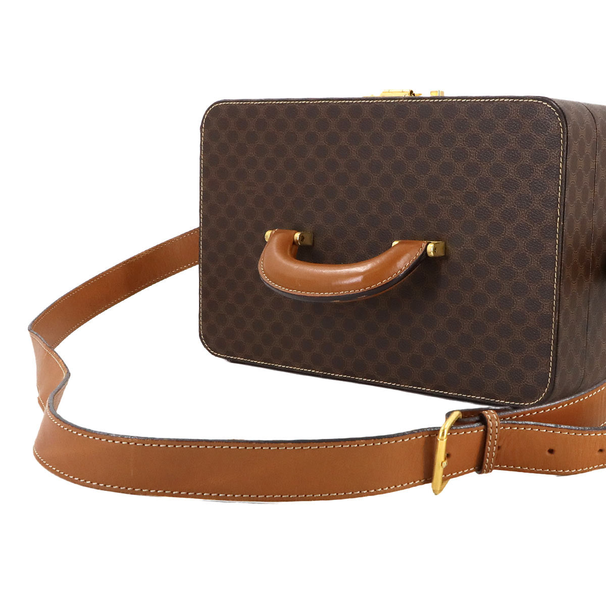 Macadam Vanity Hand Shoulder Bag PVC Leather Brown Vintage Purse