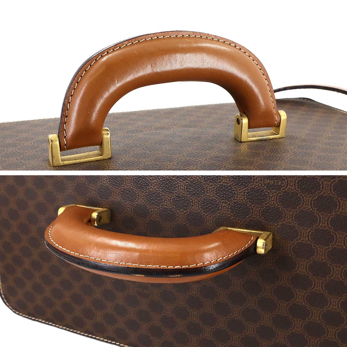 Macadam Vanity Hand Shoulder Bag PVC Leather Brown Vintage Purse