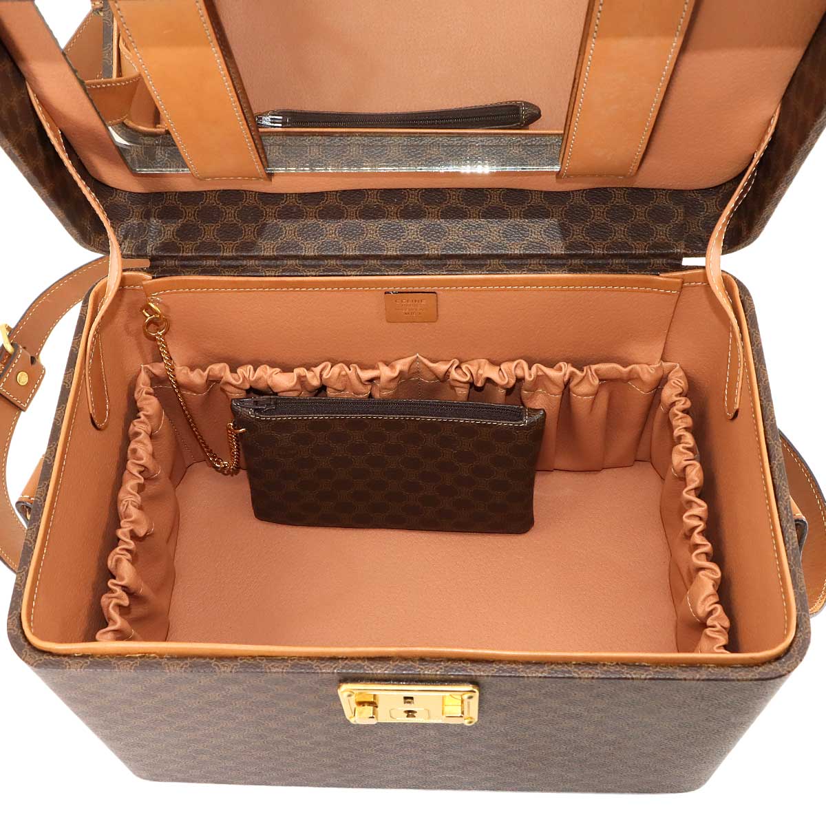 Macadam Vanity Hand Shoulder Bag PVC Leather Brown Vintage Purse