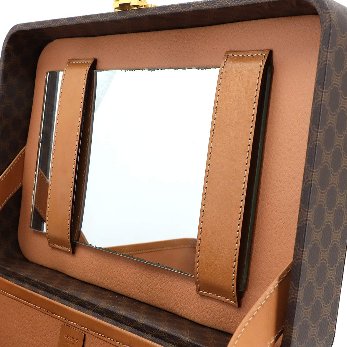 Macadam Vanity Hand Shoulder Bag PVC Leather Brown Vintage Purse