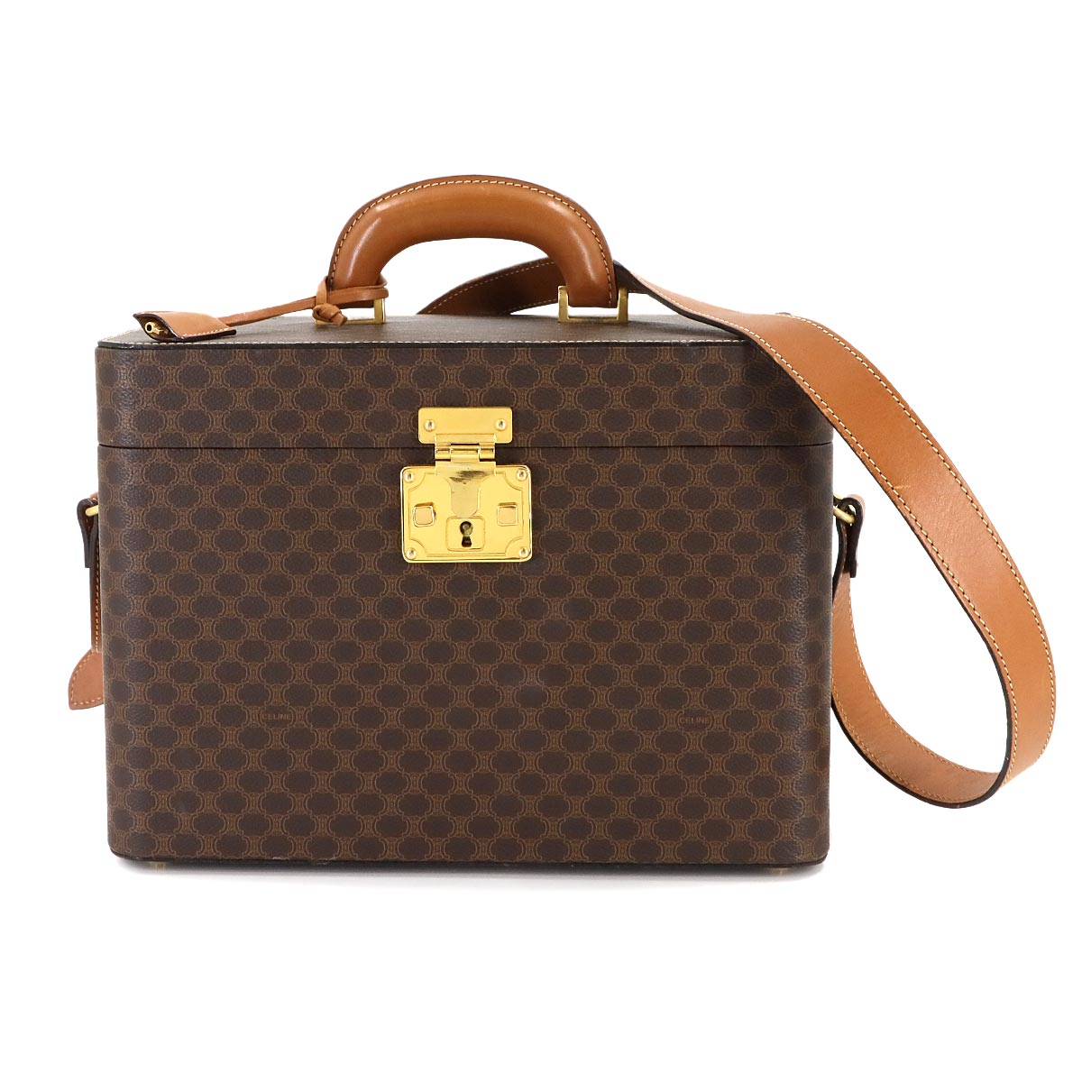 Macadam Vanity Hand Shoulder Bag PVC Leather Brown Vintage Purse