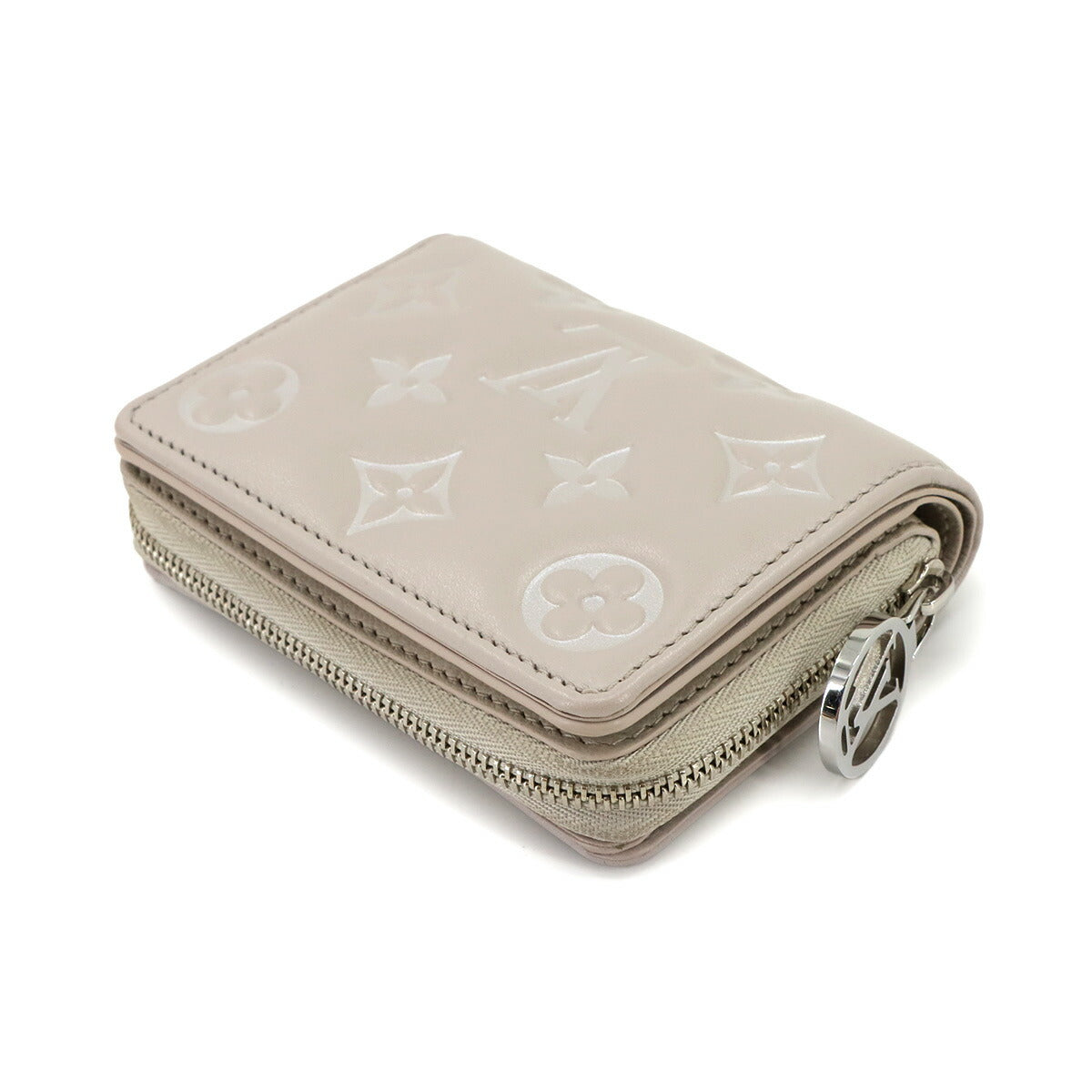 Monogram Emboss Lou Wallet Leather Bloom Gray M14154